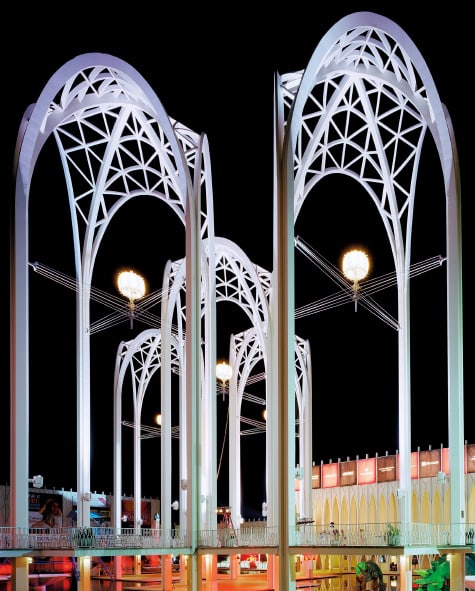 Seattle 1962 World’s Fair, “Jade Doskow, Century 21 Exposition,” Science Center Arches at Night, 2014