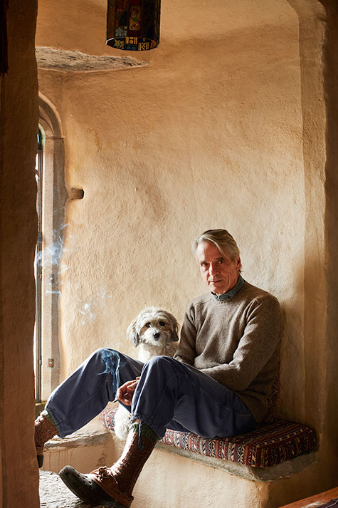 Jeremy Irons and dog Smudge at Kilcoe Castle
