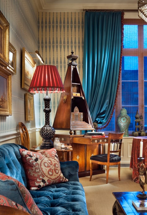 Blue living room by Ann Pyne for McMillen