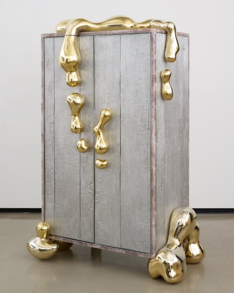 Mattia Bonetti's Liquid Gold cabinet in the April 2013 show "Indoor | Outdoor" at Paul Kasmin Gallery