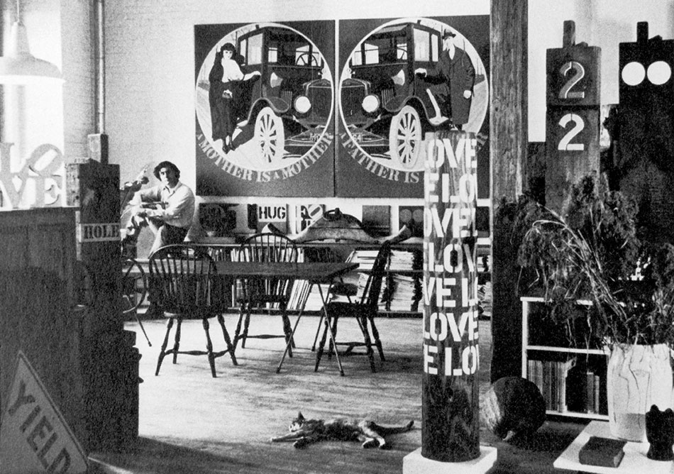 Robert Indiana in his studio, 1966