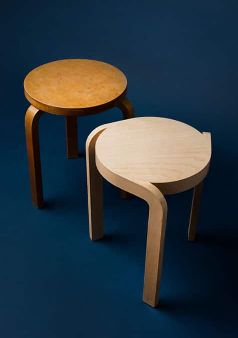Alvar Aalto No. 60 stool and Staffan Holm’s Spin stool
