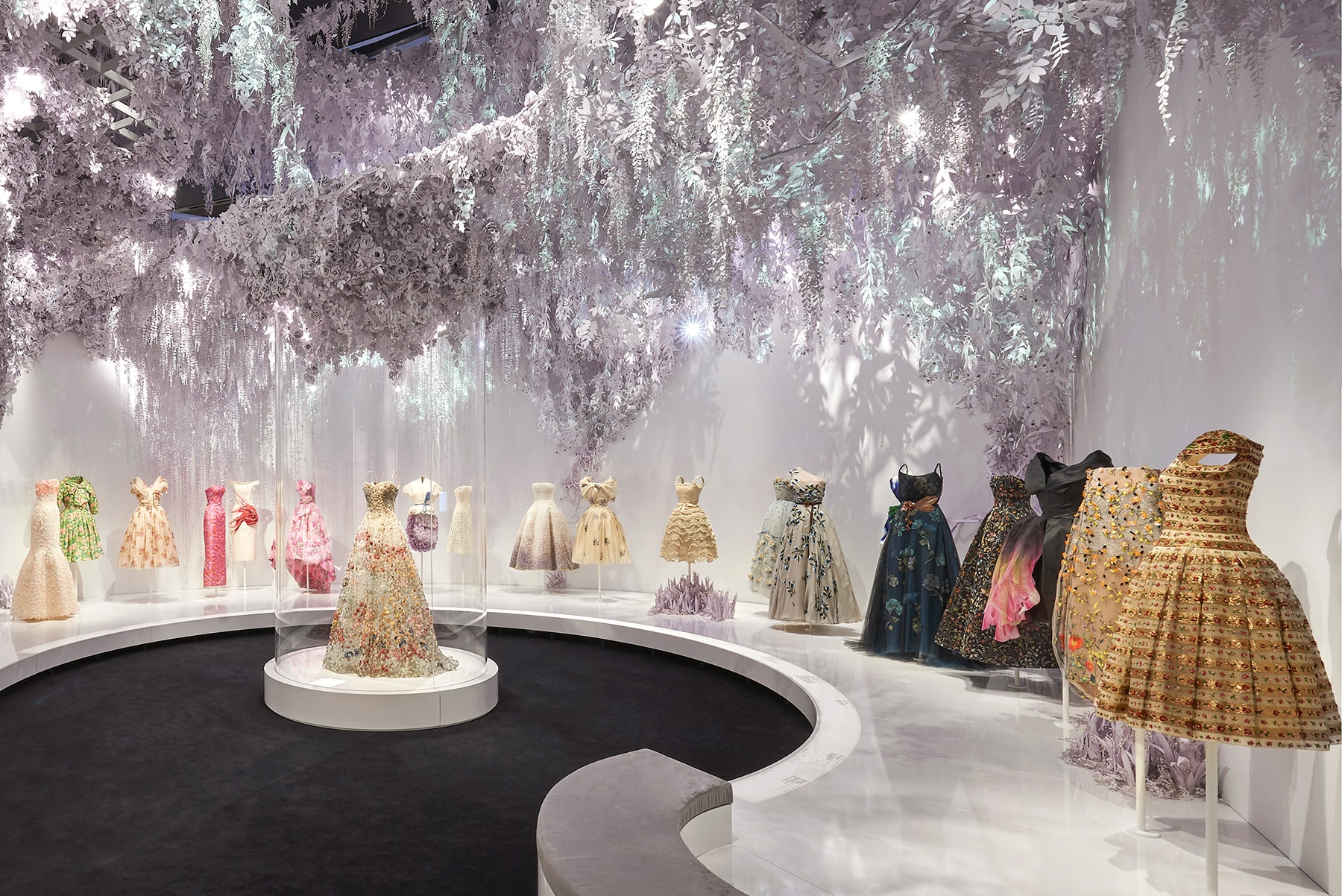 The Garden section in the exhibition "Christian Dior: Designer of Dreams" at London's Victoria and Albert Museum