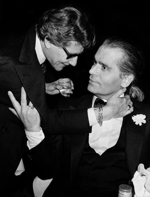 Yves Saint Laurent and Karl Lagerfeld, 1983, by Roxanne Lowit