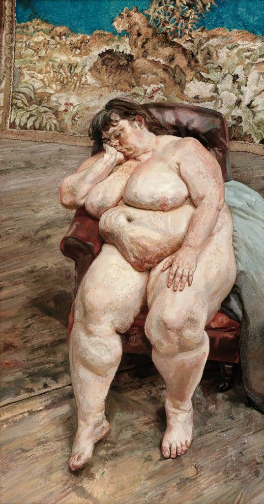 Lucian Freud: Monumental Acquavella Galleries Sleeping By the Lion Carpet