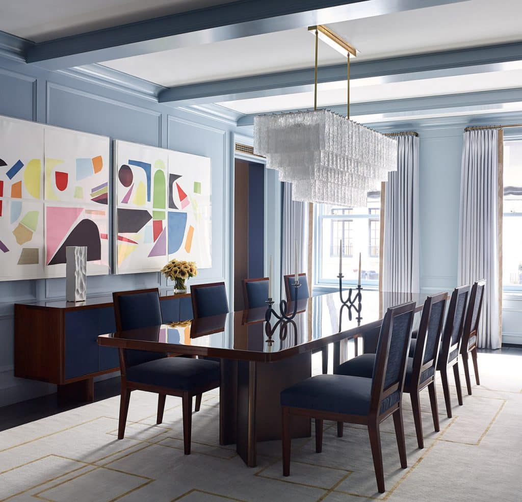 Sawyer Berson Interiors Dining Room with Chandelier