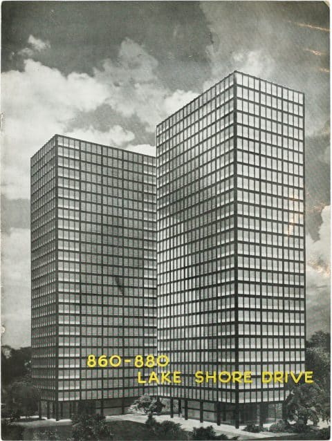 Mies van der Rohe Matthew Rachman Gallery Chicago Blues and Beyond blueprints Lake Shore Drive apartment towers original sale brochure