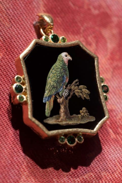 Parrot micromosaic pendant