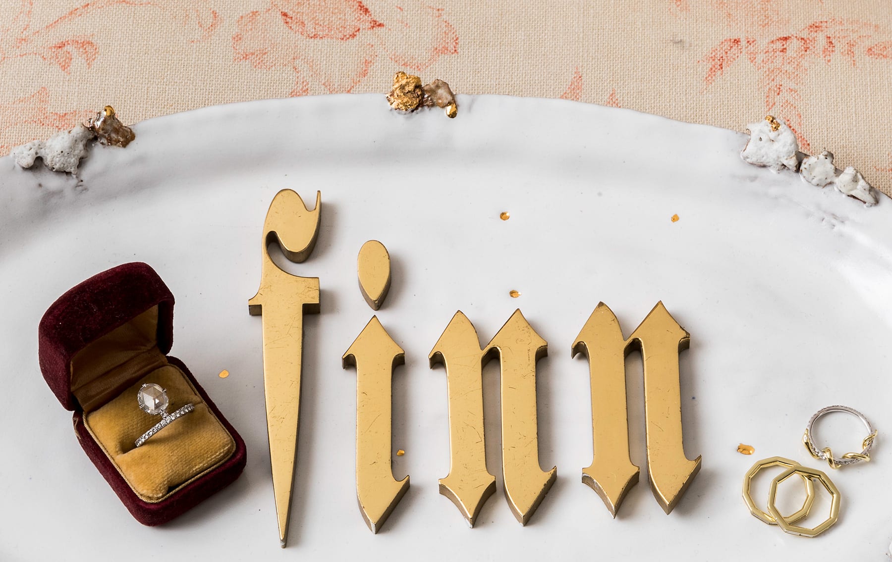Finn jewelry on a Greenpoint Hill platter
