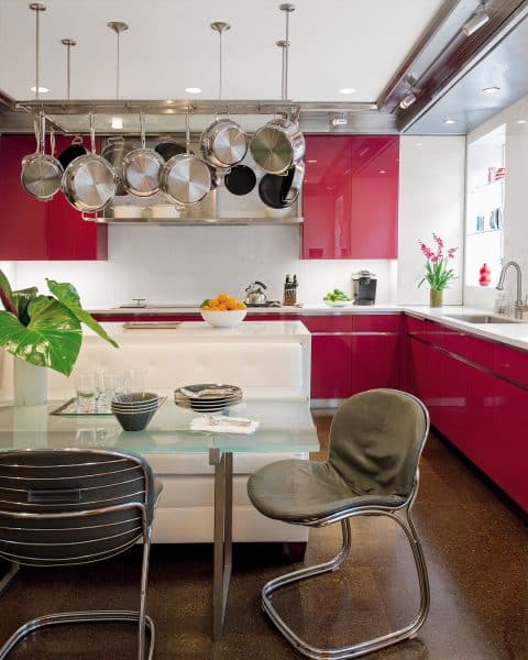 Bunny Williams Love Affairs with Houses Abrams New York City pied-à-terre red kitchen
