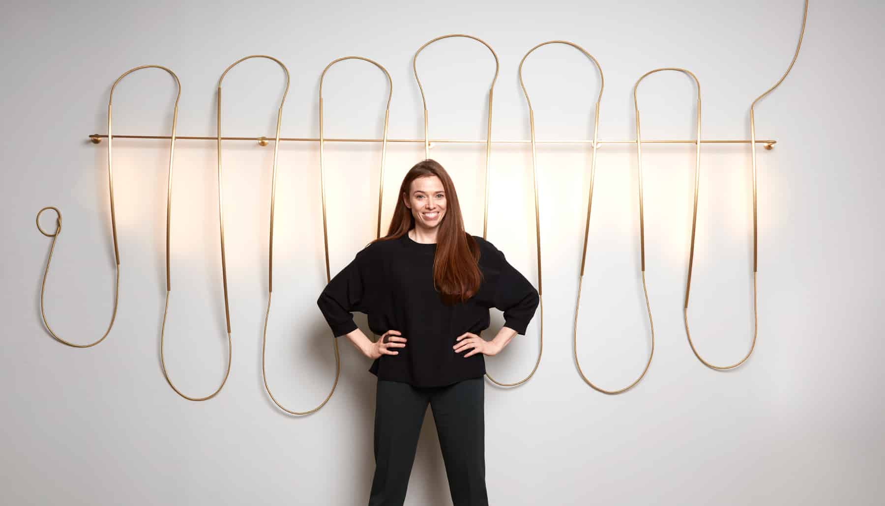 Brass Line Lamp by Elish Warlop