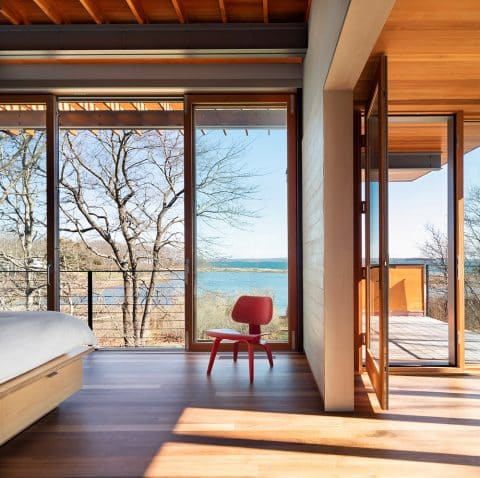 Views from the Master Bedroom of the Shelter Island home, designed by Peter Bohlin and BCJ