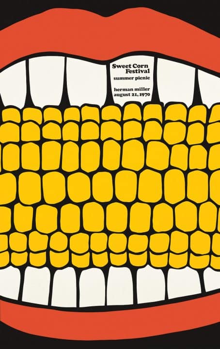 Vintage Stephen Frykholm Poster for the Sweet Corn Festival: Summer Picnic, Sponsored by Herman Miller