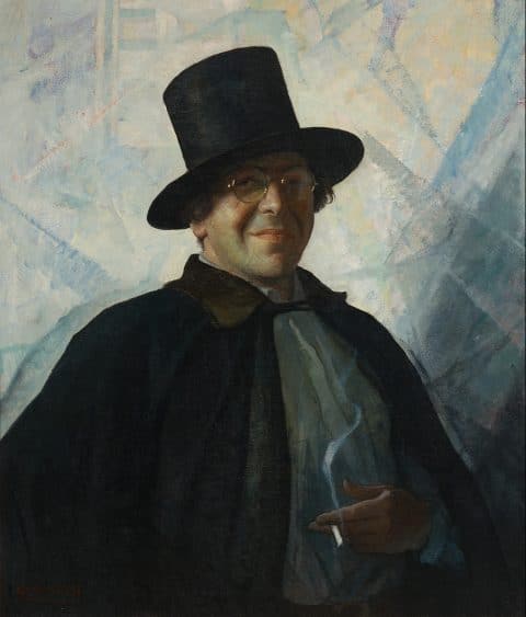 N.C. Wyeth's Self-Portrait in top hat and cape