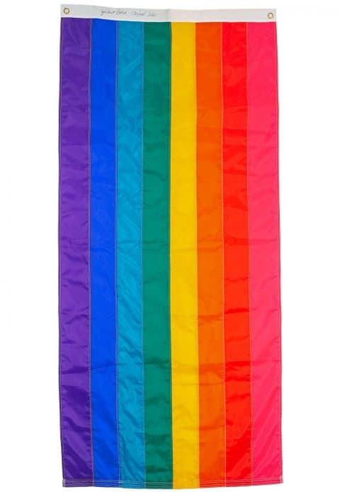 Original colors rainbow flag signed by Gilbert Baker, the rainbow flag creator