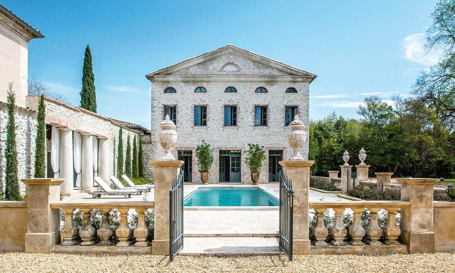 The guesthouse and pool at Château de Cardet, photographed by Tim Street-Porter.