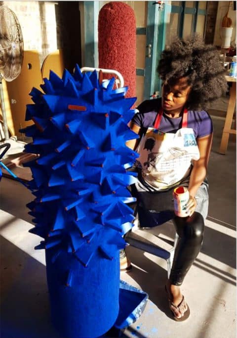 Zizipho Poswa, of Southern Guild's roster, working in her studio