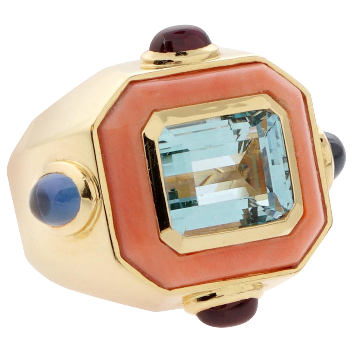 Bague Chanel, corail, topaze et or