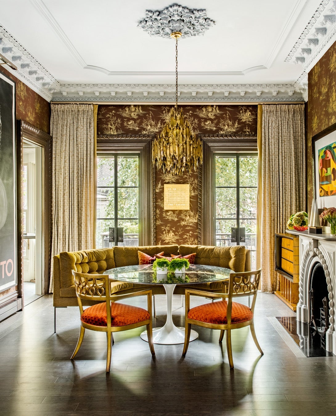 Glamorous dining room designed by Evolve Residential